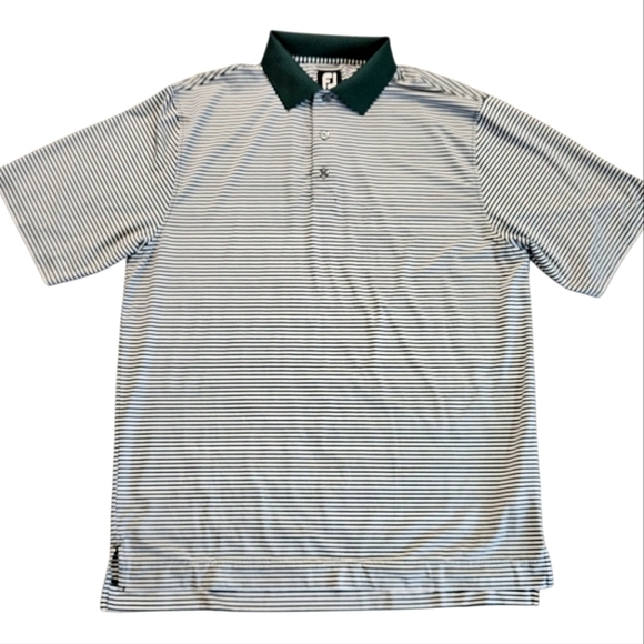 FootJoy Other - FootJoy Green & White Stripe Performance Golf Polo Shirt Quick Dry L Foot Joy